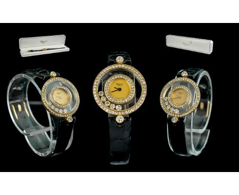Chopard Geneve Ladies Happy Diamonds Icons 18ct Gold Diamond Set Quartz Wrist Watch. Marked 18ct. Diamonds of Top Quality Col