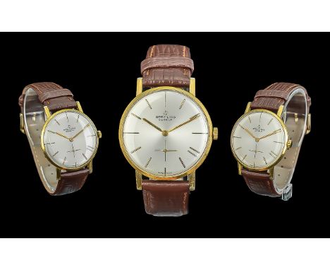 Breitling - Geneve Gent's Gold on Steel Mechanical Wind Wristwatch, c 1960's, ref. nJ. to back case, 4501, features seconds s