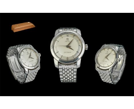 Omega - Automatic Seamaster Gent's Stainless Steel Wristwatch, c1960's, with original watch display box; 1040 marked to brace