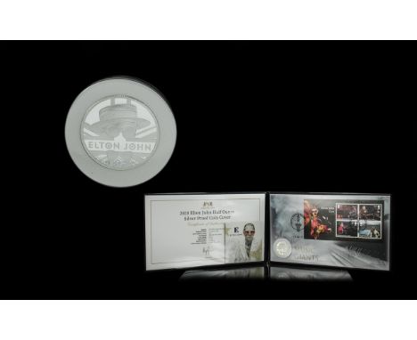 Harrington &amp; Byrne 2020 Elton John Half Ounce Silver Proof Coin Cover, With Certificate of Authenticity. Only 199 Made, S