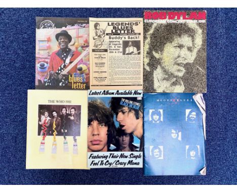 Collection of Rock Band Magazines &amp; Programmes, including The Who 1981, Legend's Blues Letter 1992, Bob Dylan Concert Tou