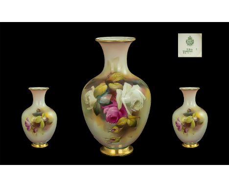 Royal Worcester Hand Painted Vase by R Austin.  Hand painted vase with floral decoration, signed R Austin.  No damage or rest