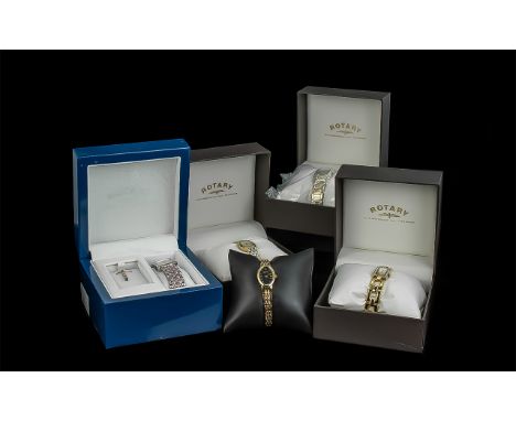 Ladies watch interest. A Collection of 4 boxed ladies Rotary watches and 2 Accurist (6 in total). All quartz, currently not w