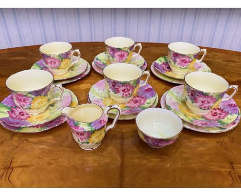 Crown Staffordshire Coffee Set, comprising six coffee cans and saucers, cream jug and sugar bowl.  In excellent condition.