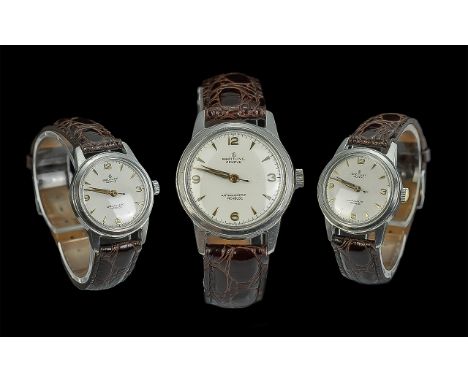 Breitling - Geneve Antimagnetic Incabloc Steel Cased Mid-Sized Manual Wind Wristwatch, c1950's; excellent example in good, al