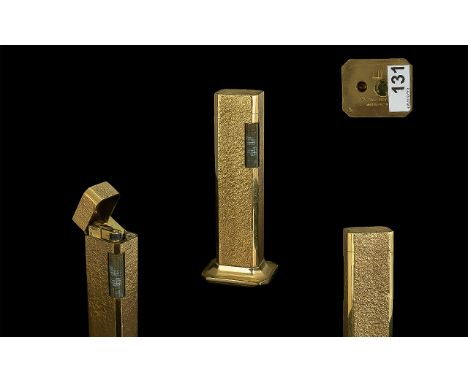 Dunhill - Tallboy Deluxe Gold Plated Table Lighter, c1960's, of classic proportions, 4.25 inches (10.65cms) high; excellent q