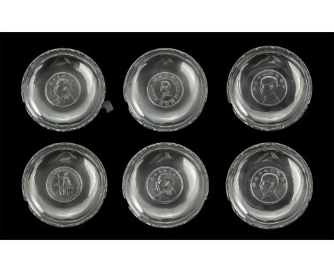 A Fine Set Of Six Chinese Sterling Silver Coin Based Small Dishes - In Near Mint Condition. All Marked To Base Sammy - Sterli