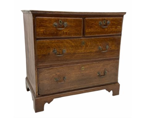 Small Georgian oak chest, fitted with two short and two long drawers, on bracket feetDimensions: Height:&nbsp;78cm&nbsp; Leng