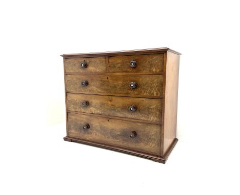 19th century mahogany chest fitted with two short and three long drawers, raised on bracket supports Dimensions: Height:&nbsp