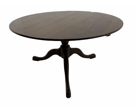 Traditional medium oak circular dining table, pegged plank top on tripod baseDimensions: Height:&nbsp;75cm&nbsp; Length/Width