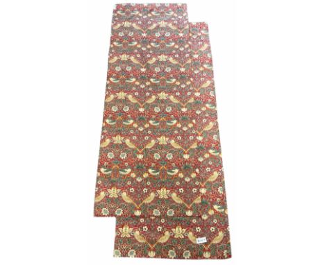 Pair lined curtains in William Morris Strawberry Thief fabric, drop - 228cm, width - 160cm (each)