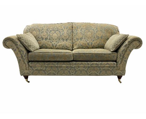 Quality traditional design three seat sofa (L215cm), and matching two seater (L190cm), upholstered in embossed fabricDimensio