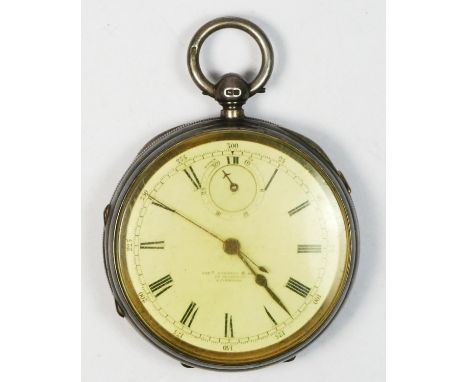Thomas Russell, a silver open face key wind pocket watch, Chester 1907, the dial with up/down dial at 12 o'clock, slide butto