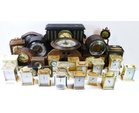 A Collection of manual wind and quartz mantel clocks, to include Smiths Westminster chime examples. (4) 