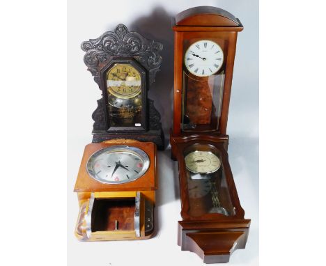 A modern Seiko wall clock, having Westminster chime quartz movement, together with a Chinese wall clock and an early 20th cen