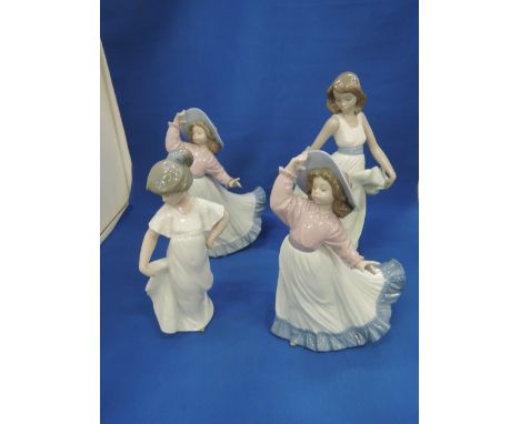 Four Nao figurines, Girls dancing and Girls in the Breeze