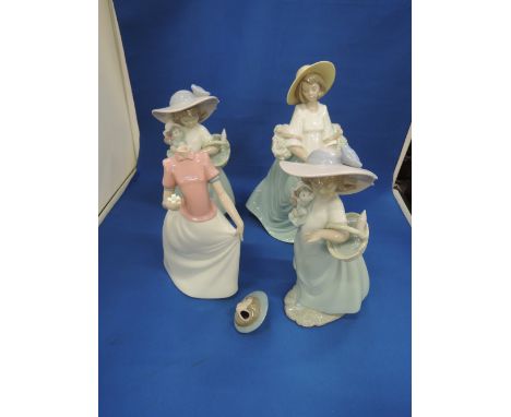 Four Nao figurines, Girls with Flowers and Dolls (one af)