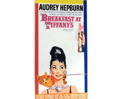 A canvas poster print for Breakfast at Tiffany's, featuring Audrey Hepburn and others, 100cm x 55cm.