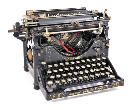 An early 20thC Underwood standard typewriter number 5. 