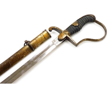 An American Civil War sabre, with shagreen grip and gilt metal cross guard, stamped 10.B.109, gilt metal scabbard, 100cm wide