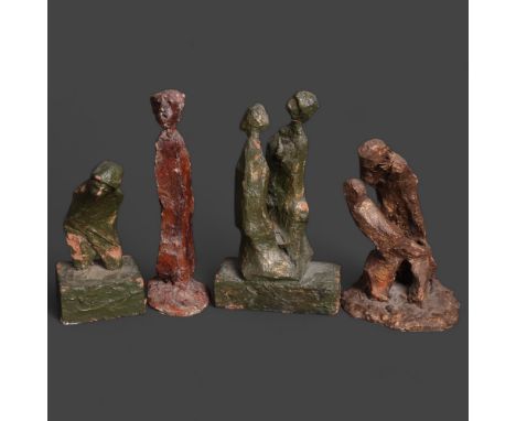 A group of four mid-century abstract figural sculpture maquettes