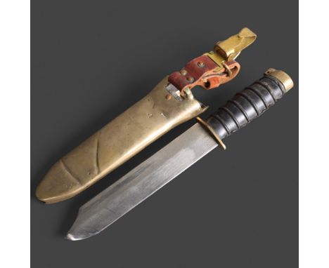 A Russian standard issue diving knife, with bronze scabbard, no makers marks, knife length 32cm.