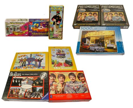 The Beatles Related Jigsaws, 2x Heye Yellow Submarine, 3x Photomosaics, Hard Days Night and The Albums 1962-1970; together wi