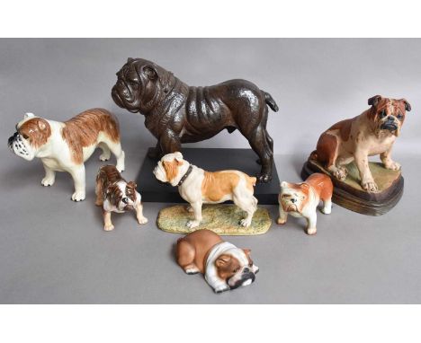 A collection of Bulldog models, including: Royal Doulton and Beswick CH Basford British Mascot, together with a Doris Lindner