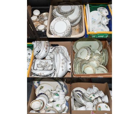 Seven boxes of assorted ceramics, mainly dinner and tea services, including: Royal Doulton Merryweather pattern, a 19th centu