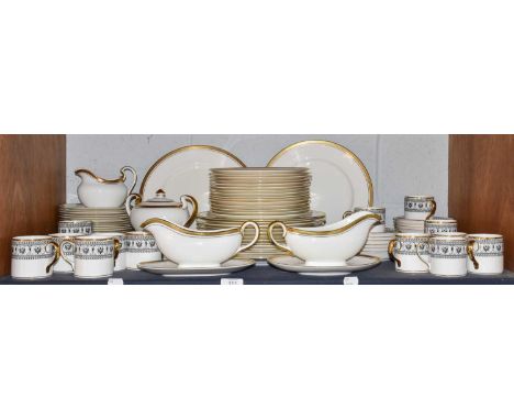 A Crown Staffordshire Black Victoria part coffee service, together with an Aynsley Elizabeth pattern part dinner service (one