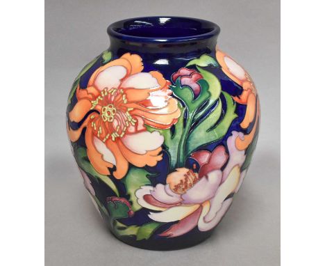 A modern Moorcroft vase, 'Asia Peony' designed by Emma Bossons, limited edition 7/50, boxed, 20cmProvenance; James Macintyre 