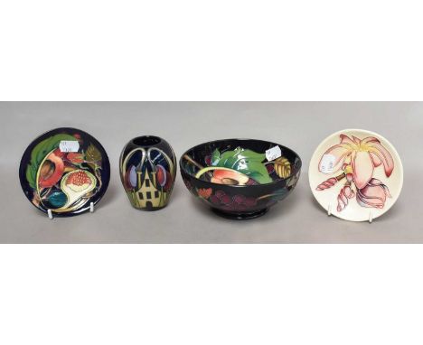 A modern Moorcroft bowl, 'Queens Choice' designed by Emma Bossons, marked Master, 16cm diameter, together with a small vase, 