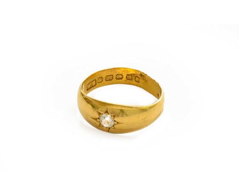 A 22 carat gold white stone solitaire ring, finger size M (approximately, out of shape)Gross weight 4.9 grams.