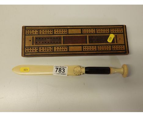 Cribbage Board and Bone Letter Knife 