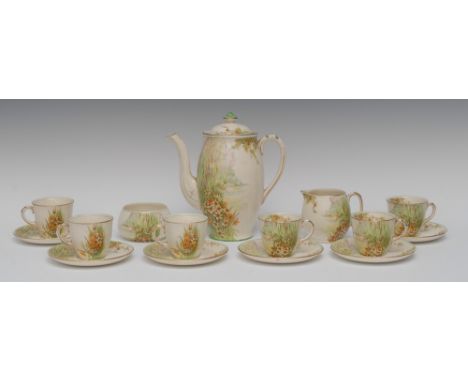 A Royal Winton Grimwades Nancy pattern coffee set for six, comprising coffee pot, six coffee cups, six saucers, cream and sug