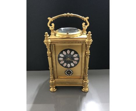 SUPERB QUALITY 1/2 HOUR STRIKING ALARM CARRIAGE CLOCK WORKING IN ORIGINAL CASE WITH KEY