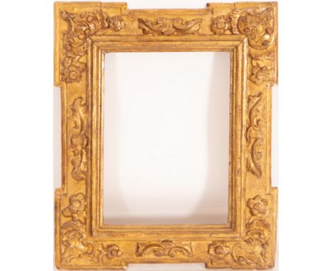 Probably Andalusian. In gilded wood. Exterior measurements: 57 x 46, light measurements: 38 x 97