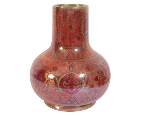 RICHARD JOYCE (1873-1931) FOR PILKINGTON: A ROYAL LANCASTRIAN LUSTRE VASEdecorated with flowerheads and foliage, painted and 