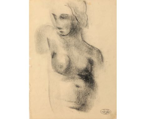 *FRED FRITS KLEIN (1898-1990) Nude with head turned to the left studio stamp lower right, charcoal on paper, 32cm x 23.5cmNot