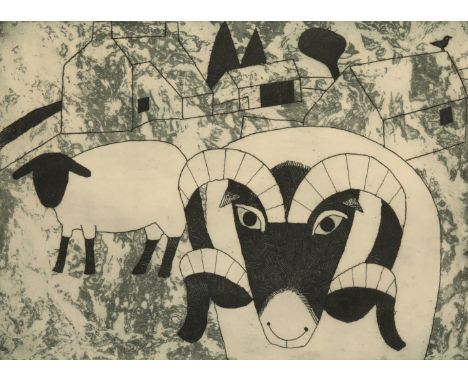 *JULIAN TREVELYAN (1910-1988) 'The Ram' 1978, signed, titled and numbered 23/50 in pencil to the margin, etching and aquatint