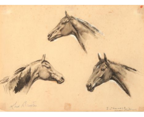 *HESKETH RAOUL LEJARDERAY MILLAIS (1901-1999) 'Three Chasers' a sketch of three horse heads, signed and titled lower right, i