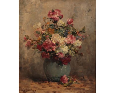 GEORGES JEANNIN (1841-1925) 'Flowers in a vase' signed lower left, oil on canvas, 65cm x 53cmProvenance: With G. M. Lotinga L