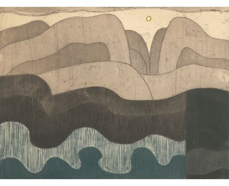 *JOHN BRUNSDON (1933-2014) 'Primeval' signed, titled and numbered 8/75 in pencil to the margin, etching and aquatint, the ima