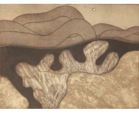 *JOHN BRUNSDON (1933-2014) 'Snowdonia' signed, titled and numbered 5/75 in pencil to the margin, etching and aquatint, the im