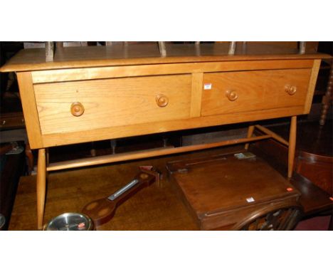 An Ercol style blond elm two drawer sideboard