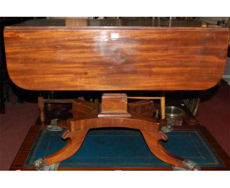 A circa 1830 mahogany pedestal dropflap supper table, having single end drawer 