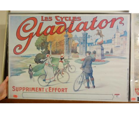 A French poster print for Les Cycles Gladiator, and one other for St Georges Cycles (2)  Condition Report / Extra Information