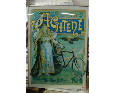 A French advertising poster print for Yelleda Cycles and one other (2) 