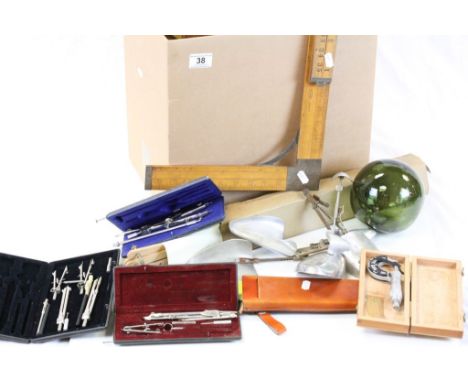 Box of mixed collectables to include vintage Stationary equipment, Aluminium shoe lasts etc