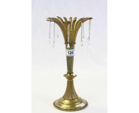 Gilt Brass Lamp Base with Crystal Drops